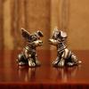 Solid Copper Puppy Sculpture Cute Dog Zodiac Brass Ornaments Antique Old Brass Tea Pet Small Home Decor