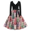 Women's Casual Fashion Long Sleeve Christmas Graphic Printed Vintage Long Dresses
