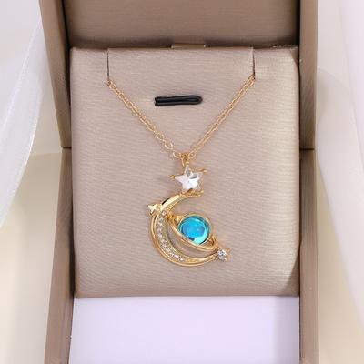Planet Pendant Jewelry Fashion Diamond Collarbone Chain Women's Niche Star Moon Alloy Necklace