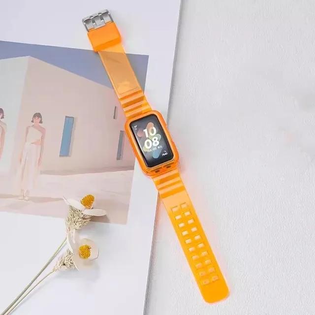 Silicone Strap+Case For Huawei Band 9 8 Transparent Watchband Replacement Bracelet for Honor Band 7 6 Protector Case Accessories