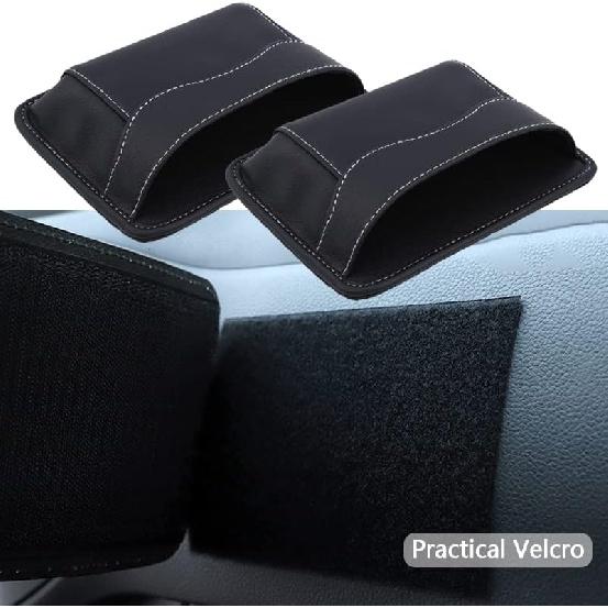 BetterJonny 2 Pcs Car Side Pocket Organizer, PU Leather Car Seat Side Storage Pocket Multifunctional Auto Console Side Storage Bag for Car Interior