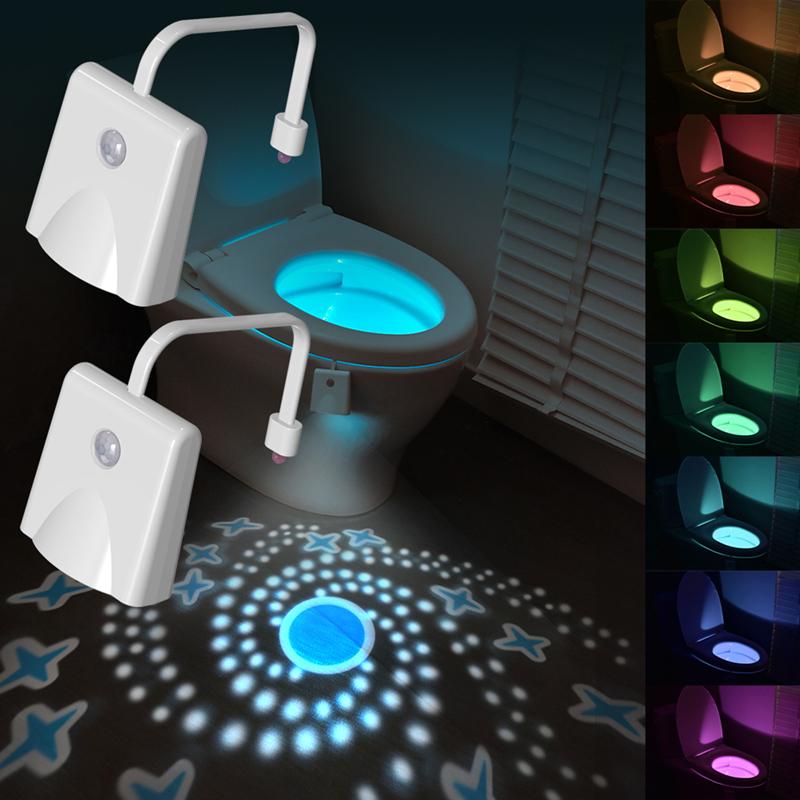 Toilet Night Lights, USB Rechargeable LED Bowl Projection Lighting with Motion Sensor, Cool Fun Bathroom Accessory - Unique & F