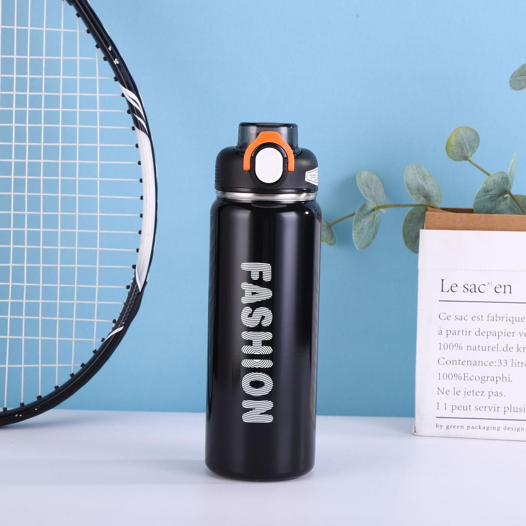 680ml 316 Stainless Steel Sports Water Bottle, One-Click Pop Flip Lid Leakproof Vacuum Insulated Thermos for Gym Hiking Travel