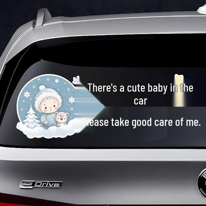 Cute Baby on Board: Reflective Waterproof Car Sticker