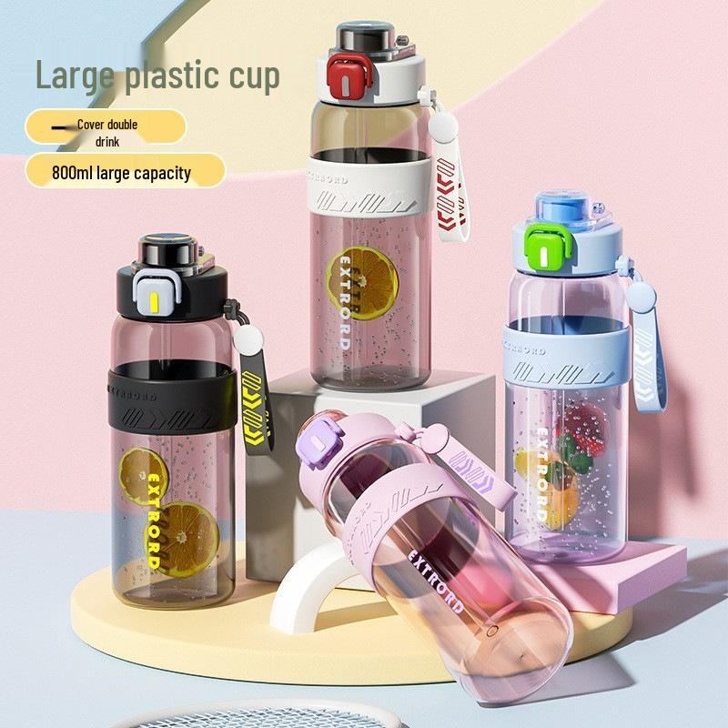 Summer Portable High-Temperature Resistant Sports Water Bottle with Straw, 2026 Edition, Large Capacity for Students.