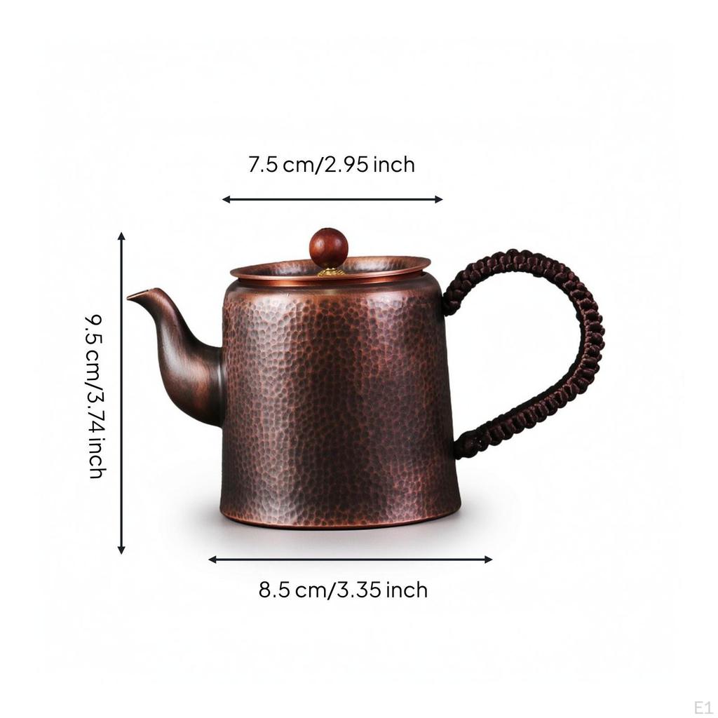Copper Teapot Handmade Tea Kettle Hammered with Loop Handle for Home Pure