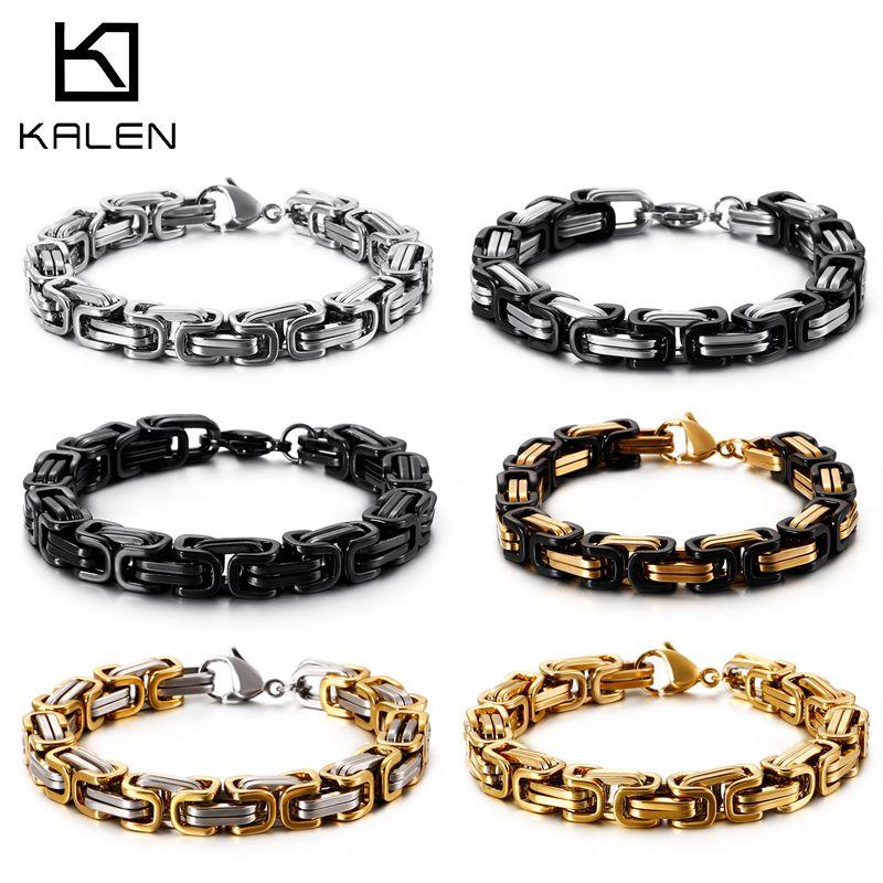 5mm Dubai Stainless Steel Byzantine Chain Bracelet Men Fashion Male Gold Color Wrap Bangle Biker Jewelry