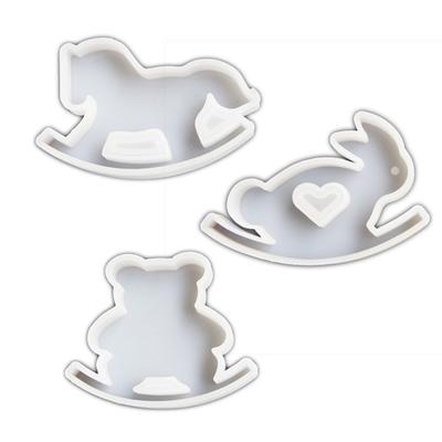 Moule en Silicone Cheval à Bascule Ornement Moules Plâtre Décoratif Moules Coulées Animales Fait Main Moules pour Décorations de Fêtes