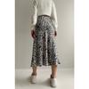 Leopard Pattern Satin Midi Length Brown Skirt