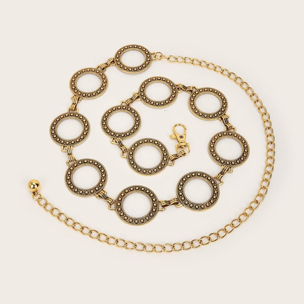 Fashionable Metal Waist Chain With Vintage Electroplated Finish For Womens Accessories золотой