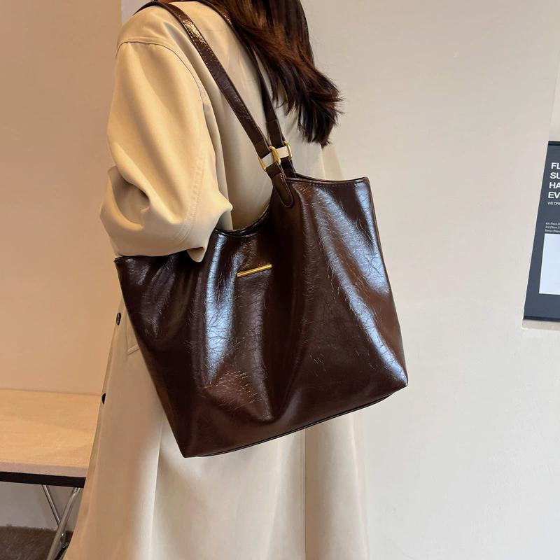 Designer Shoulder Bags for Women Large Capacity Tote Bag Winter Vintage Solid Color Zipper Travel Retro Handbag Purse CLE
