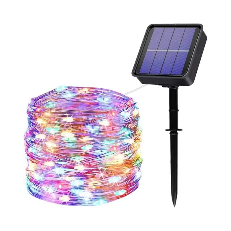 Guirlandes Lumineuses Solaires Féériques avec 50–300 LED – Étanches 5–30M Fil de Cuivre Guirlandes Clignotantes avec 8 Modes pour Clôture de Jardin Noël Décoration Extérieure