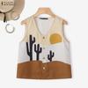 ZANZEA Women Casual V-neck Summer Sleeveless Print Tank Tops