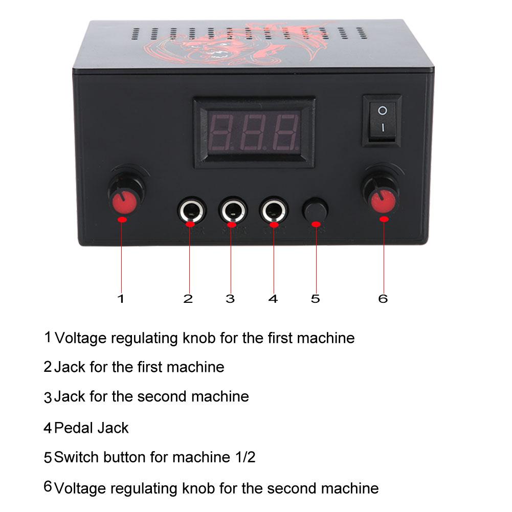 Digital Dual Tattoo Machine Power Supply with LCD for Tattoo Machine Foot Pedal