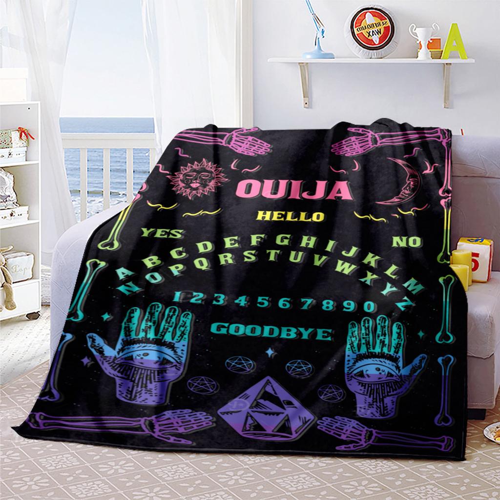 1PC Spirit Board Ouija Print Plush Blanket Perfect All Seasons Soft Comfortable Sofa Office Travel Festive Gift