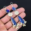 Natural Lapis Lazuli Gemstone 925 Sterling Silver Drop/Dangle Earrings For Women