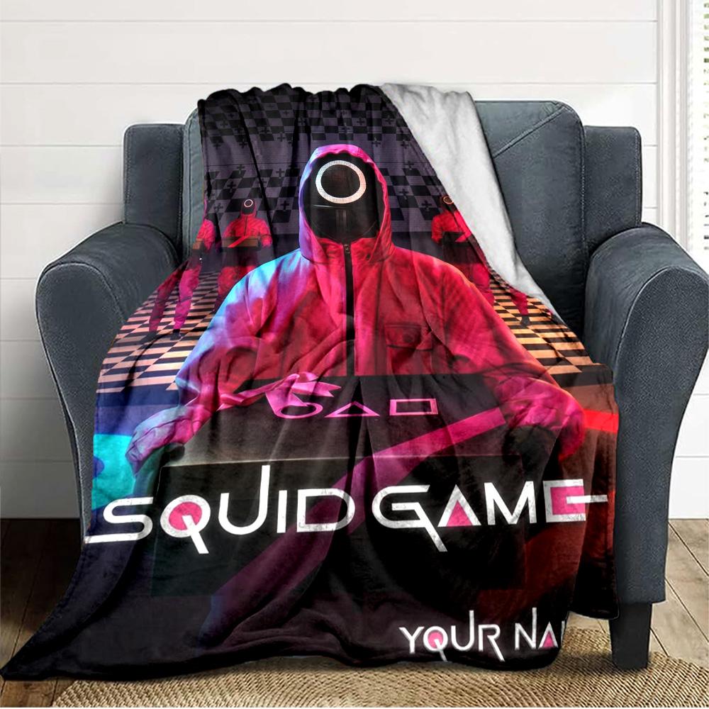Name Custom Squid game Print Flannel Blanket High Quality Warm Comfortable Cover for All Seasons Perfect for Gifts Home Decor