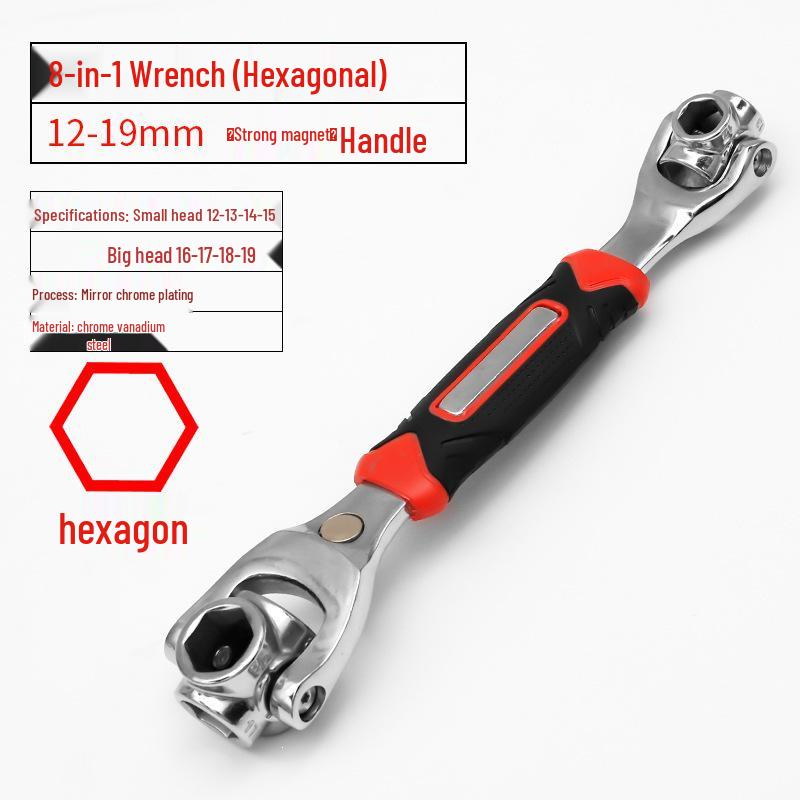 8-in-1 Universal Multi-Head Rotating Socket Wrench