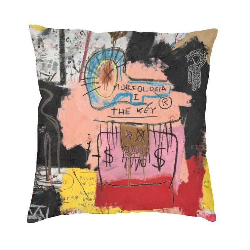 Basquiats New York Street Graffiti Cushion Cover 60x60cm Polyester Throw Pillow Case for Sofa Square Pillowcase Home Decorative