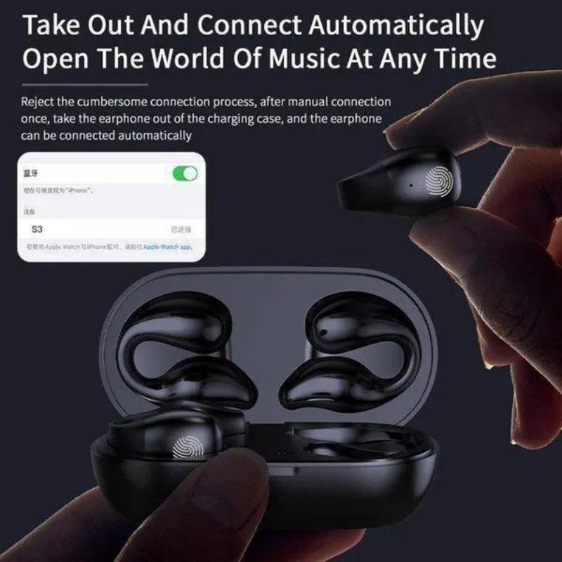 1Pair Wireless Ear Clip Bone Conduction Headphones Bluetooth Wireless Clip On Open Ear Headphones Earbuds Earclip Bone Conduction Earbuds Head Set
