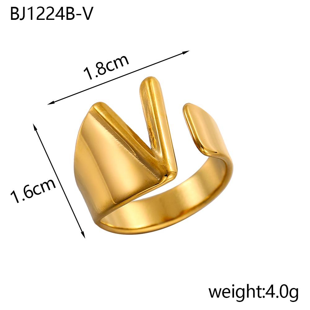 CARLIDANA Designer Initial Letters Alphabet Waterproof Gold Plated Non Tarnish Stainless Steel Fashion Jewelry Rings for Women