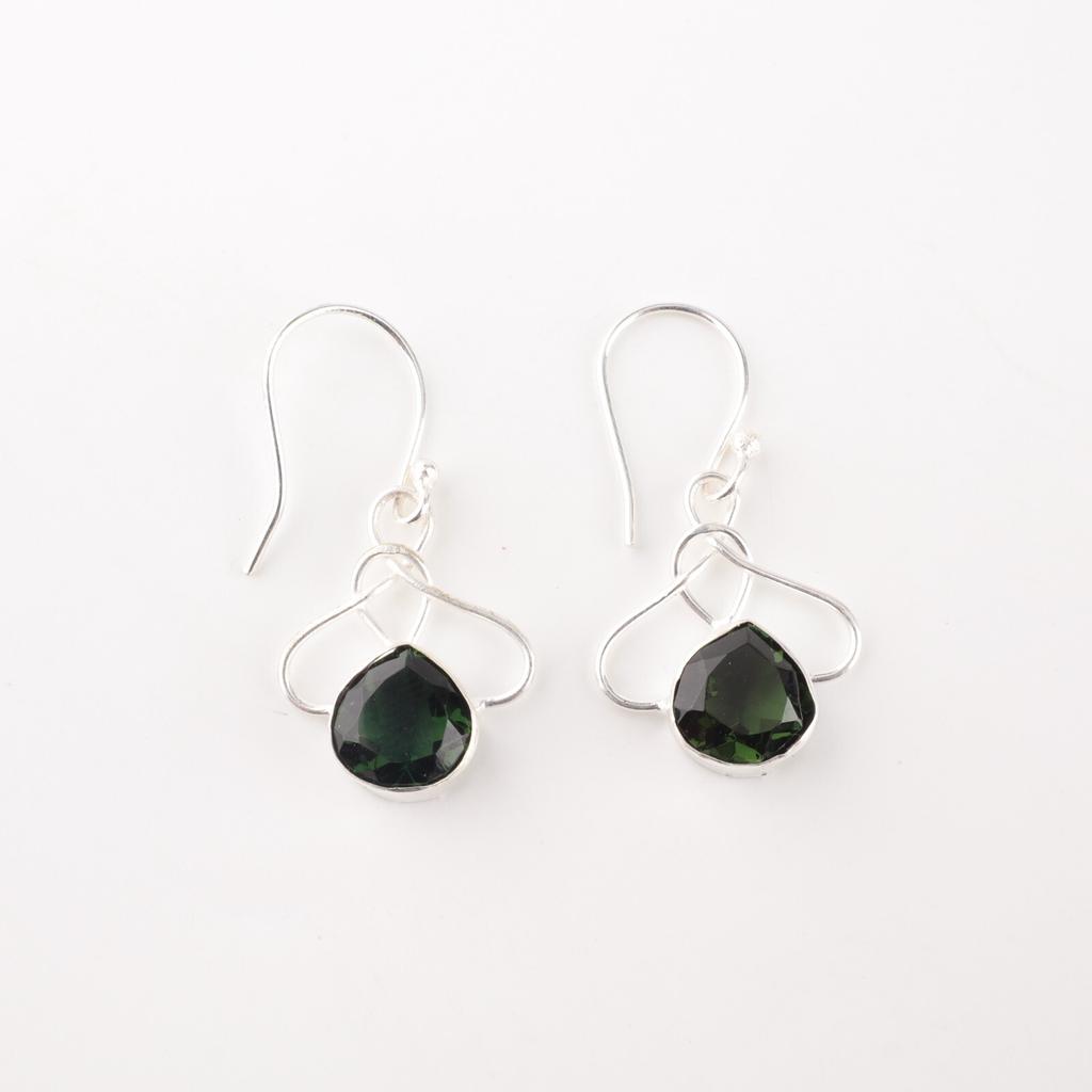 Green Tourmaline Gemstone 925 Sterling Silver Jewelry Partywear Earrings 1.50" EE-2-40