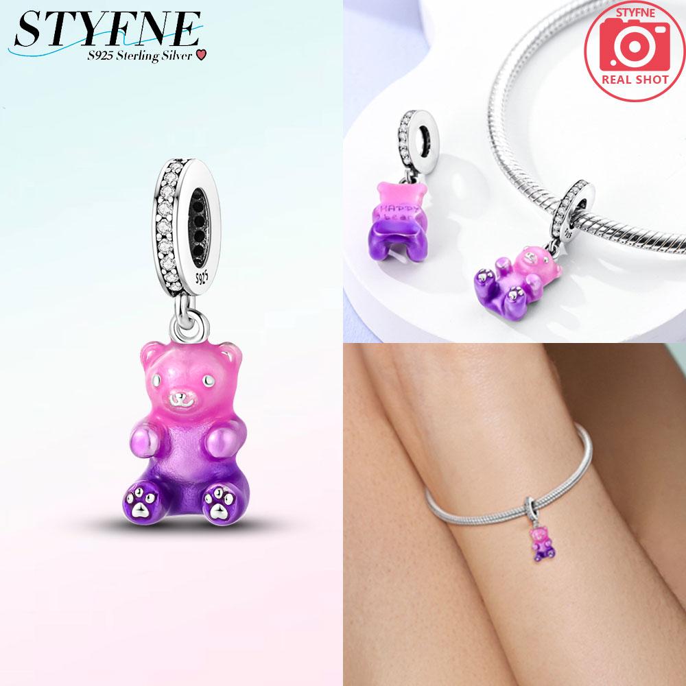 

Charms Copper Pink-Purple Happy Gummy Bear Pendants Fit Charms Plata Original Bracelet Bead Women Jewellery Making Gifts