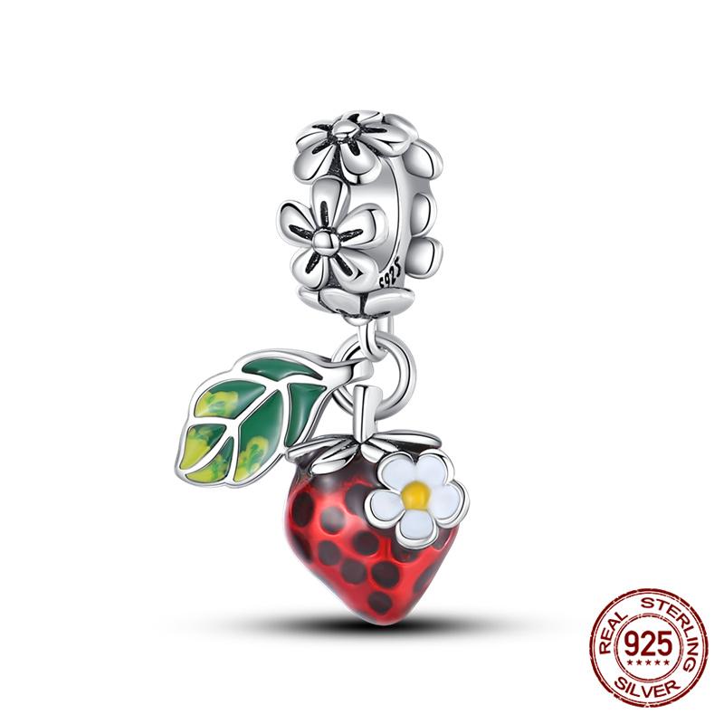 Originální přívěsek Měděný ovocný série Avokádo a Třešeň Přívěsky Korálky Pasuje na 3mm Originální náramek Náhrdelník Dámské DIY Šperky Dárek