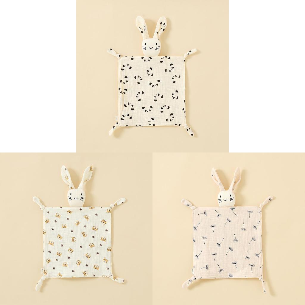 Baby Animal Cotton Swaddle With Plush Rabbit Toy For Sleep And Comfort