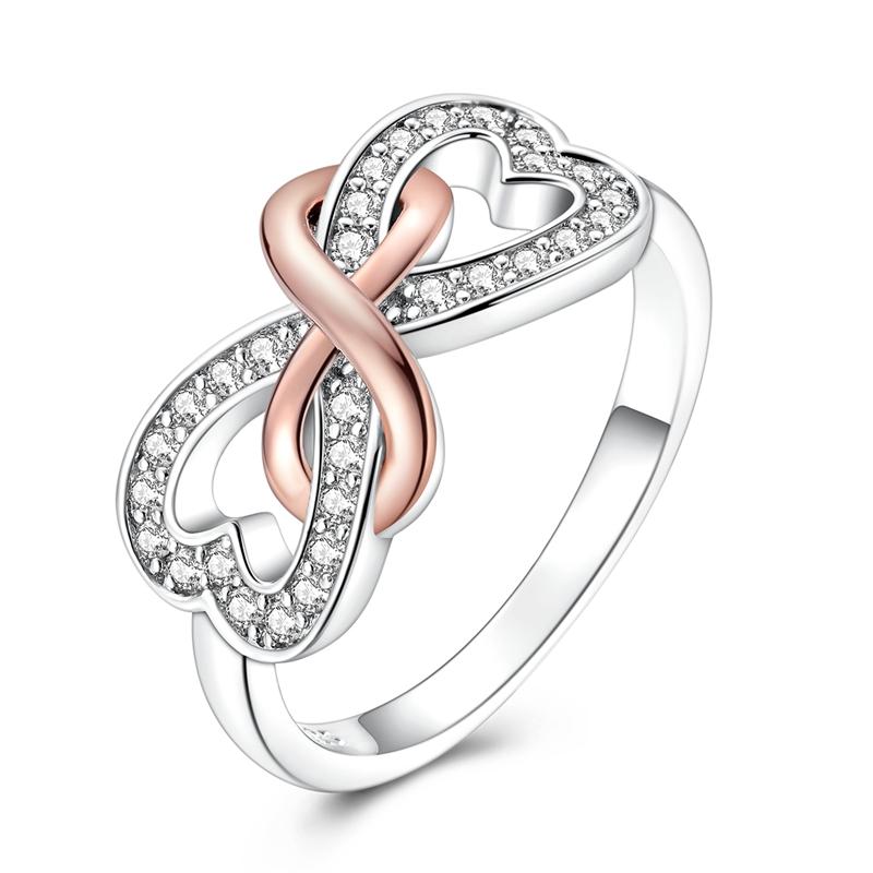 NEW Fashion 925 Silver Simple Infinity Finger Ring For Women Sparkling Twisted Stackable Rings Popular Anillo Engagement Jewelry