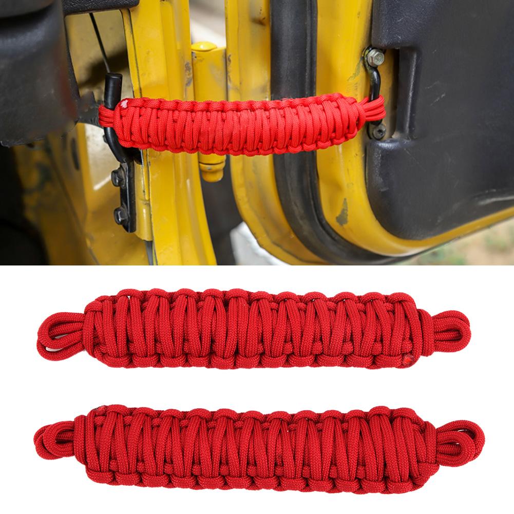 2 pièces Corde de restriction de porte de voiture Protection Sangle de limitation Convient pour Jeep Wrangler TJ 1997-2006 Rouge