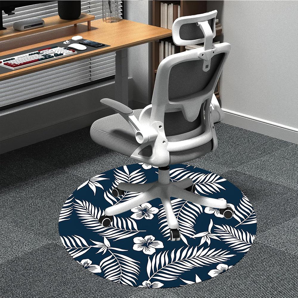 

1pc Tropical Leaves Pattern Office Round Rug, Carpet for Office, Gaming, Lightweight Round Floor Mat yy260208050 80cm by 80cm