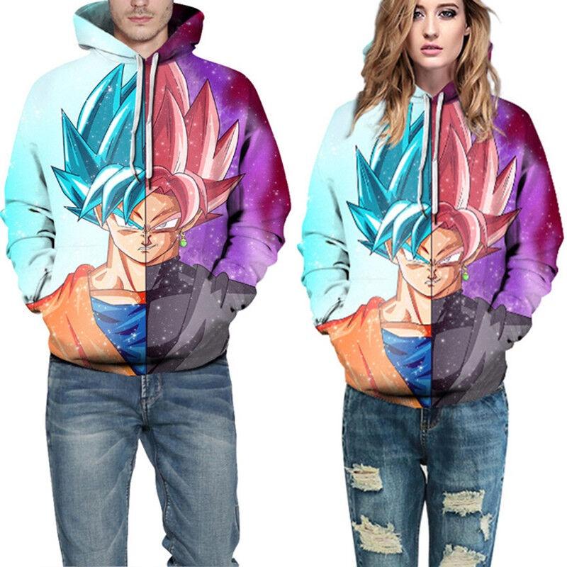Polyester Dragon Ball Z Super Saiyan Goku Men Women Anime Pullover Hoodie**