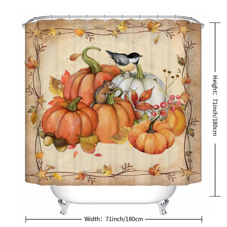 1 szt. Jesienna dynia zasłona prysznicowa, Szczęśliwa jesień Święto Dziękczynienia zasłona prysznicowa, Żniwa Halloween dekoracja łazienki w stylu farmhouse