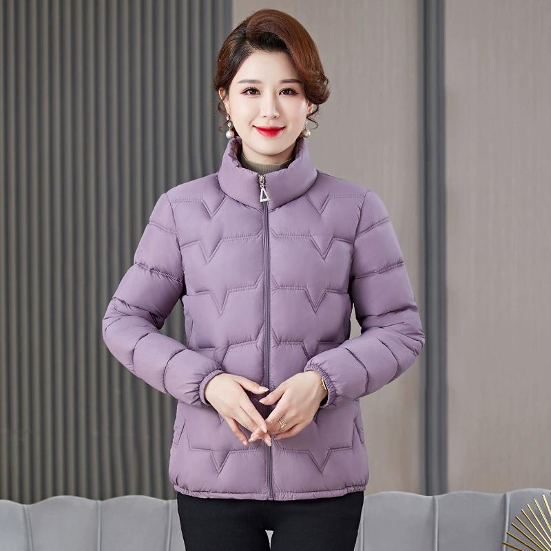 Cotton-padded Jacket Women's Short Loose-fitting Stand-up Collar Mother's Wear Western Style Small Cotton-padded Jacket Autumn Winter