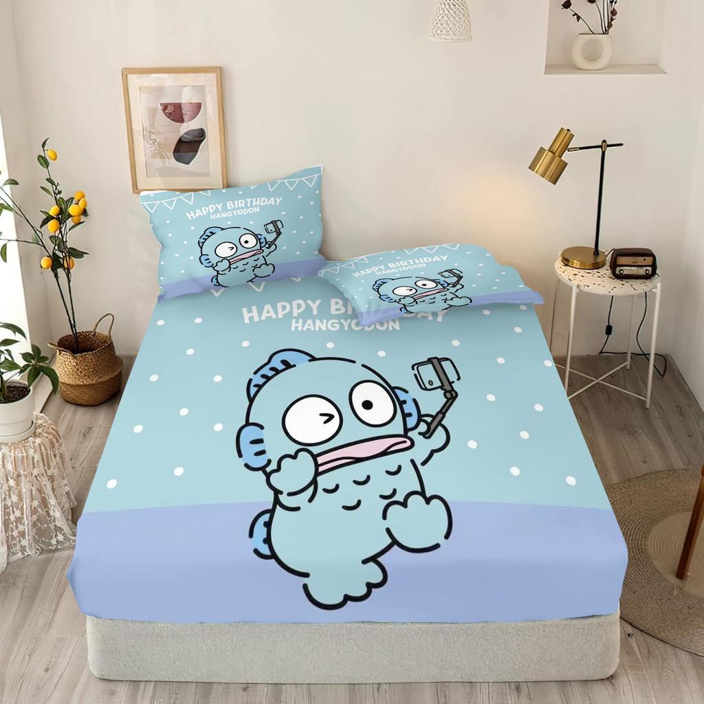 Cartoon Fitted Sheets King Size Hangyodon Bedding Set Quilt Cover Children'S Printed Polyester Covers