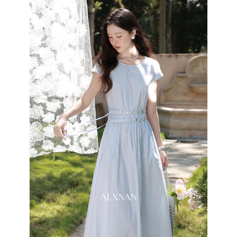 Lu Xiangnan 'Cloud Weaving Spring Serenity' Elegant Blue Summer Maxi Dress