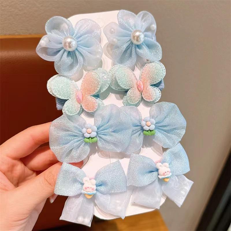 Summer candy - colored flower hair clips for girls, fairy tulle bang clips with bows,cute princess hair accessories,chic&lovely.