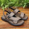 Men Leather Outdoor Sandals Lightweight Comfortable Anti Slip Soft Sole Beach Walking Travel Summer Casual Footwear Everyday Wear