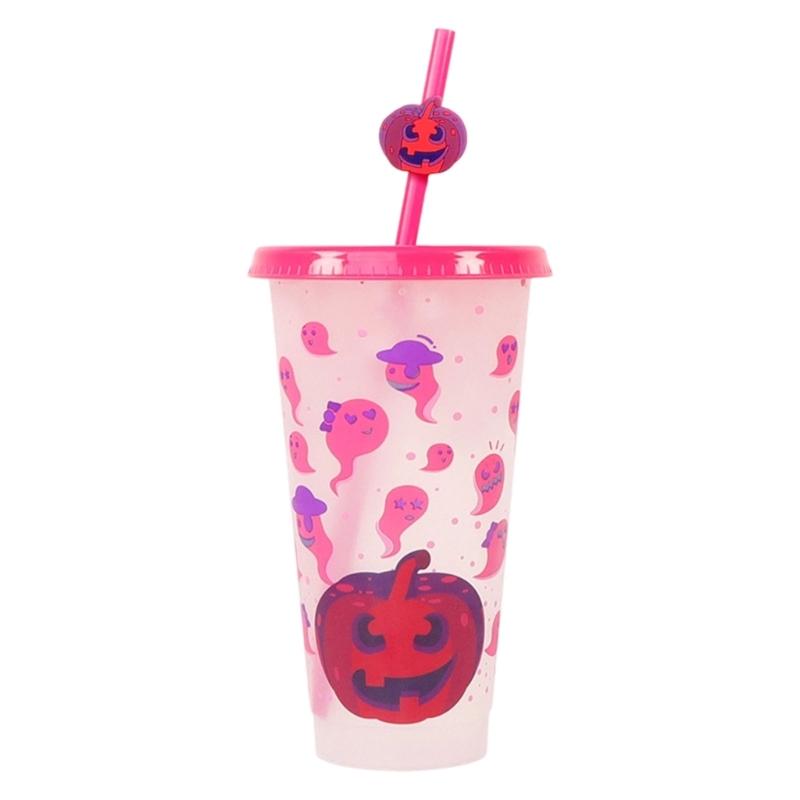 Magical Temperature Sensitive 710ML Tumblers Halloween Themed Efficient Cup Includes Leak proof Covers And Detachable Straw