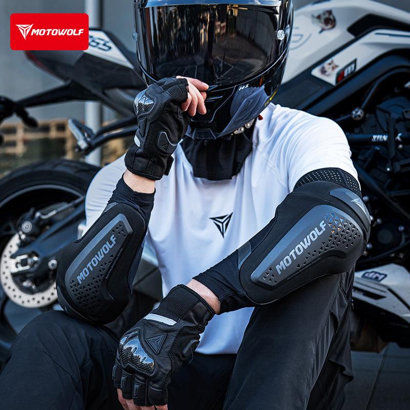 MOTOWOLF Motorrad Ellbogenschoner CE-zertifizierte Armschoner Schlagfest Atmungsaktiv Anti-Rutsch-Schutz für Dirtbike Motocross MTB