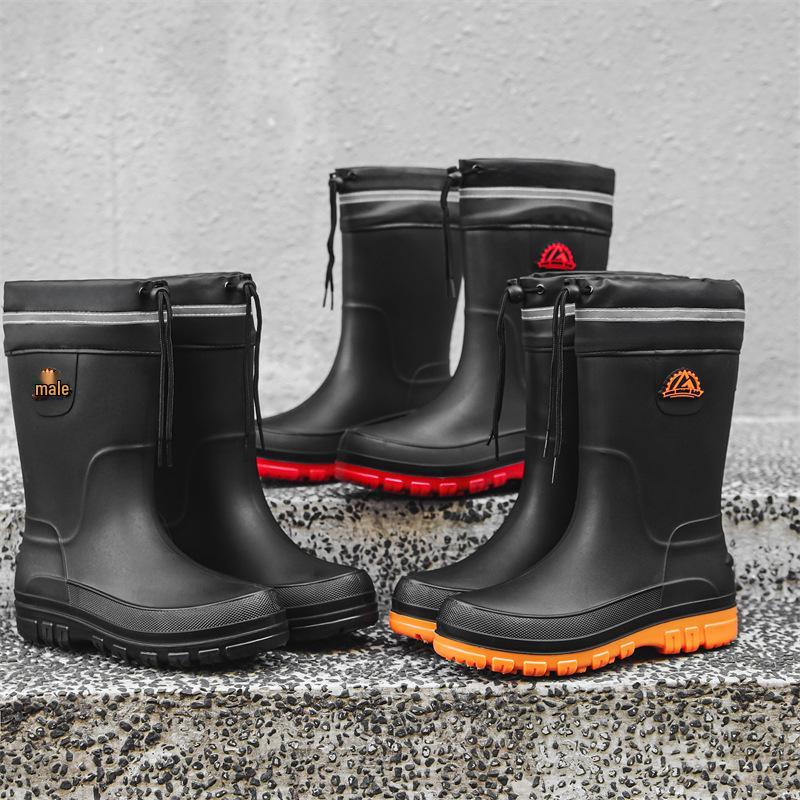 Men's Waterproof Non-Slip Mid-Calf Rain Boots - Korean Style Fashion for All Seasons