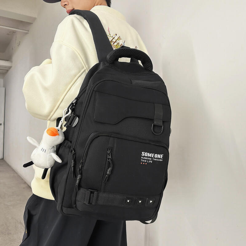 Large Capacity Men's Backpack Women's Color Contrast Backpack Middle School Student Schoolbag