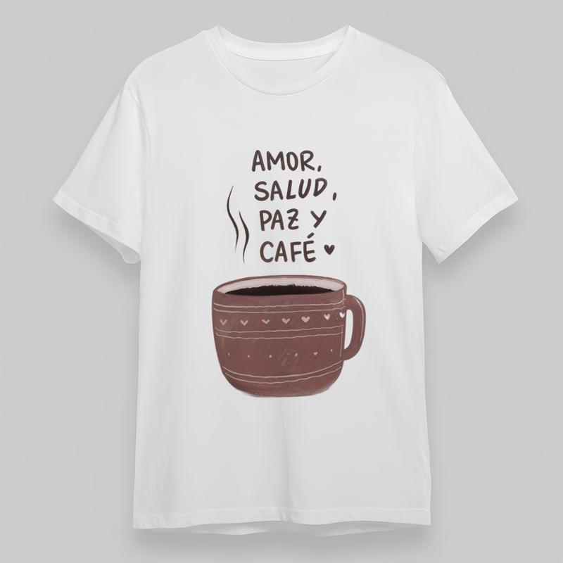 Women's Plus Size Soft Classic T-Shirt Coffee Cup with Heart and Line Decor Tee