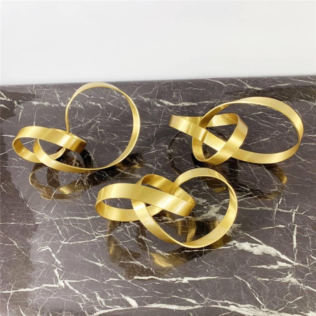 Brass Knot Sculpture Modern Design Abstract Ribbon Statue Polished Finish