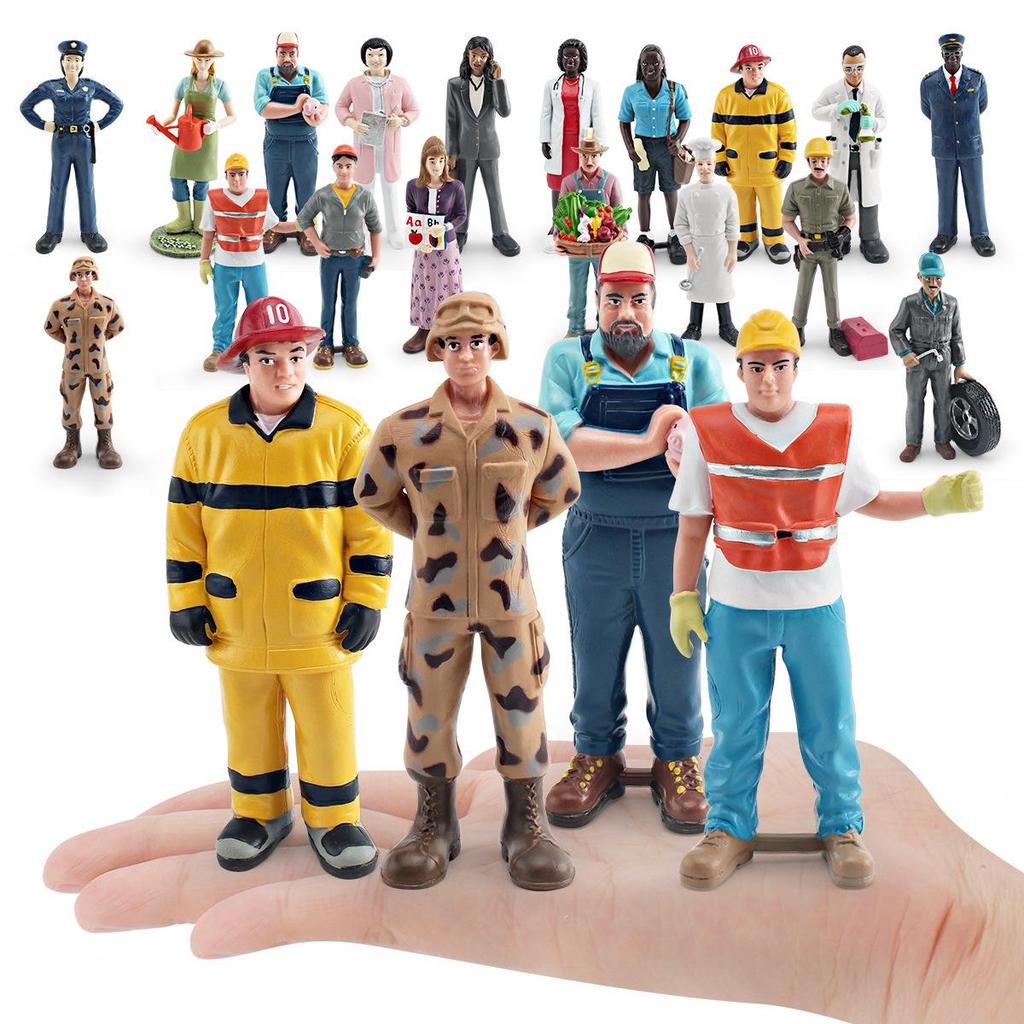 Professional Role Model Figurines Set: Teacher, Doctor, Nurse, Construction Worker, Chef, Police Officer