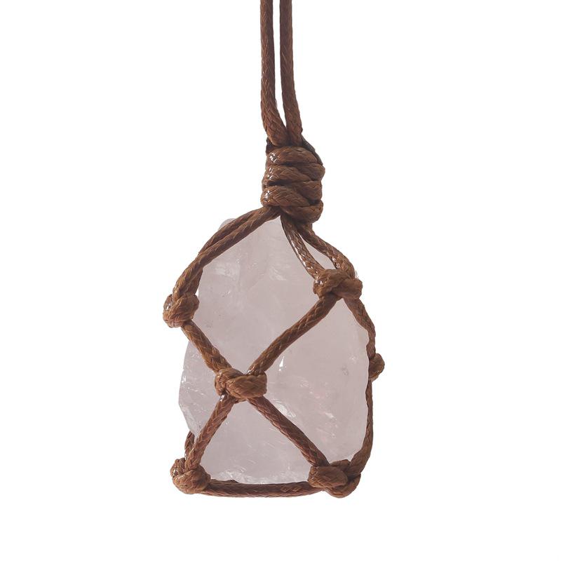 

Підвіска з натурального кристала ручної роботи з сіткою з нерегулярного каміння 55mm x 30mm x 20mm