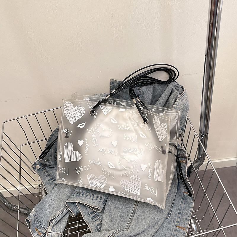 Summer Popular Large-capacity Tote Bag Women's New Fashion Graffiti Shoulder Jelly Bag Mother and Child Bag