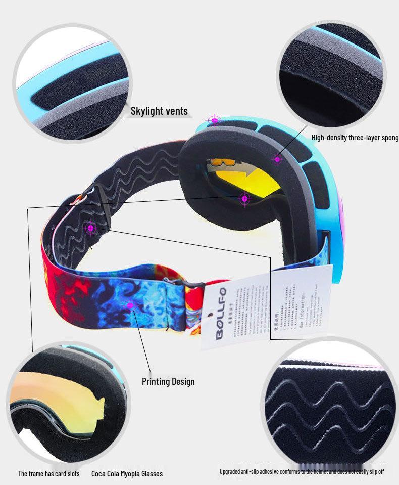 Double-Layer Anti-Fog Ski & Mountaineering Goggles for Enhanced Clarity - Suitable for Kids, Men, and Women.