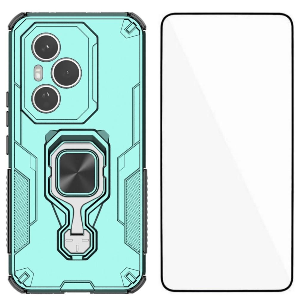 For Honor 400 Pro 5G (Global) Phone Case WANLONFENG PC TPU Back Cover Kickstand with Tempered Glass